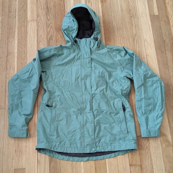 Eastern Mountain Sports Green Nylon Lined Hoodie Rain Winter Jacket - Picture 1 of 4